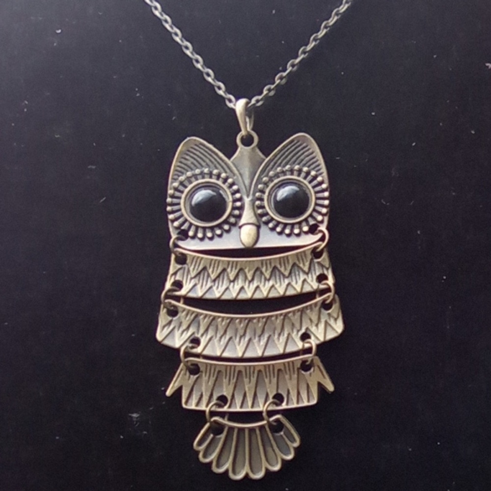 Brass Owl Pendant Necklace.